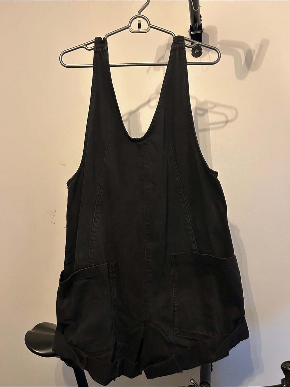 Free People Black Sleeveless Short Romper Overalls